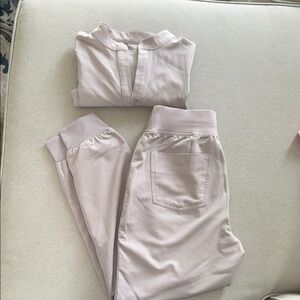 Figs Women's Light Beige Track Pants & Top Set